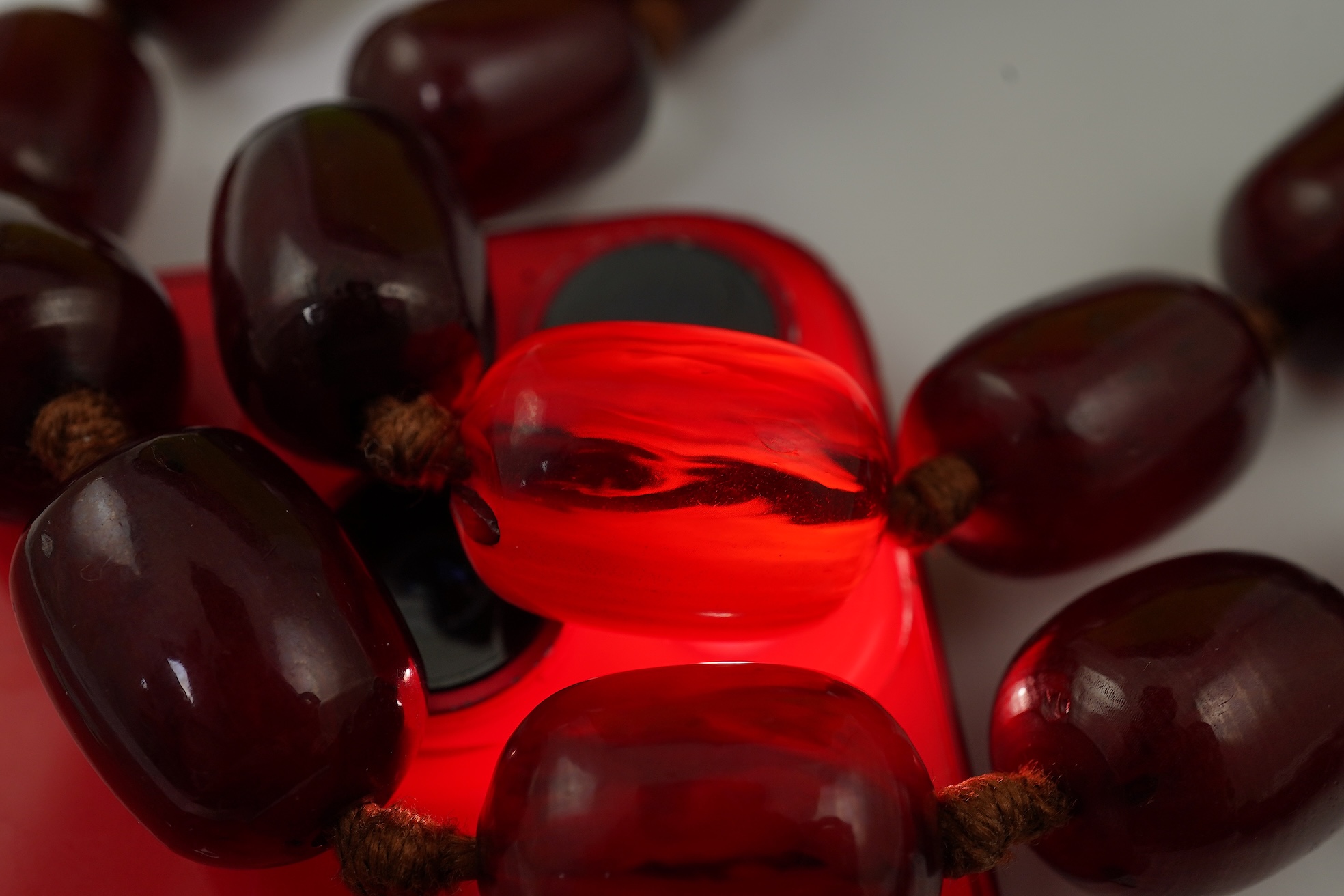 A cherry bakelite 'amber' necklace